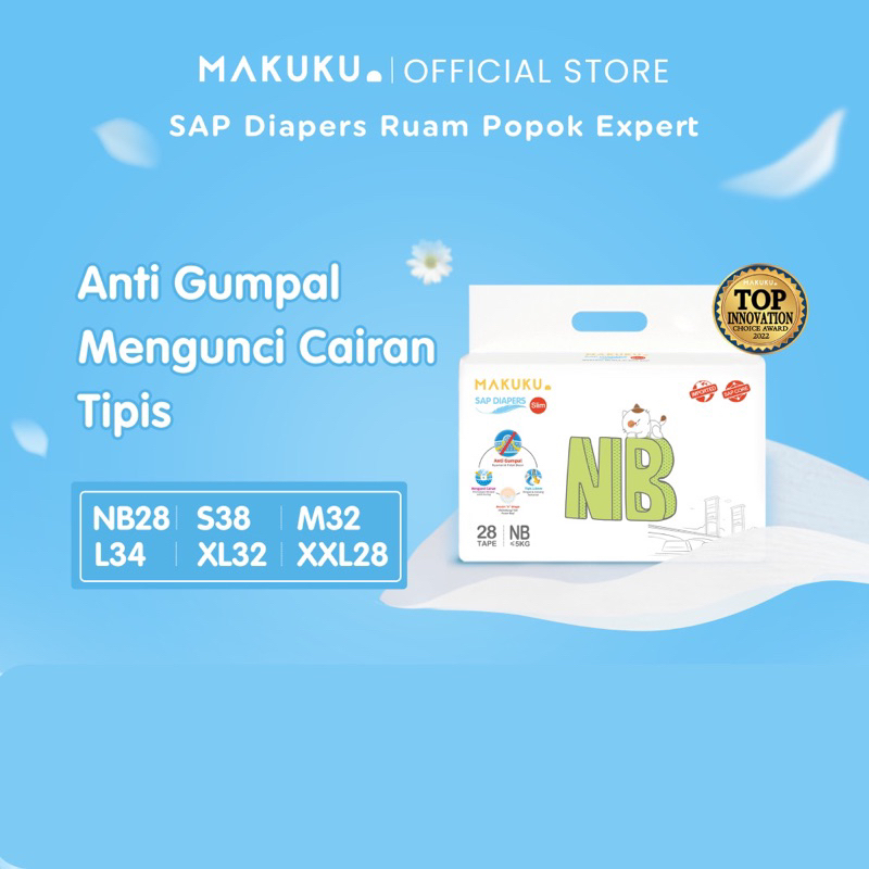 MAKUKU SAP diapers slim tape New Born isi 28 pack