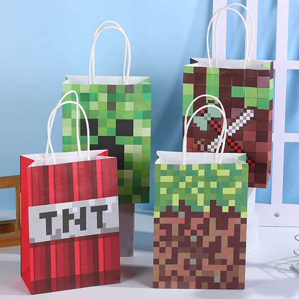 

Paperbag MINECRAFT goodie bag ultah anak cute / tempat snack hadiah 15x8x21cm