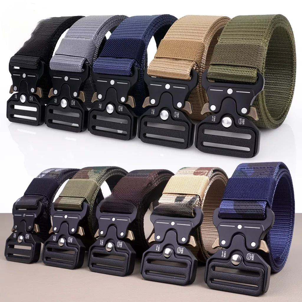 Ikat Pinggang Pria Canvas Militer Fast Unlocking Simple Ikat Pinggang Pria Model Kekinian