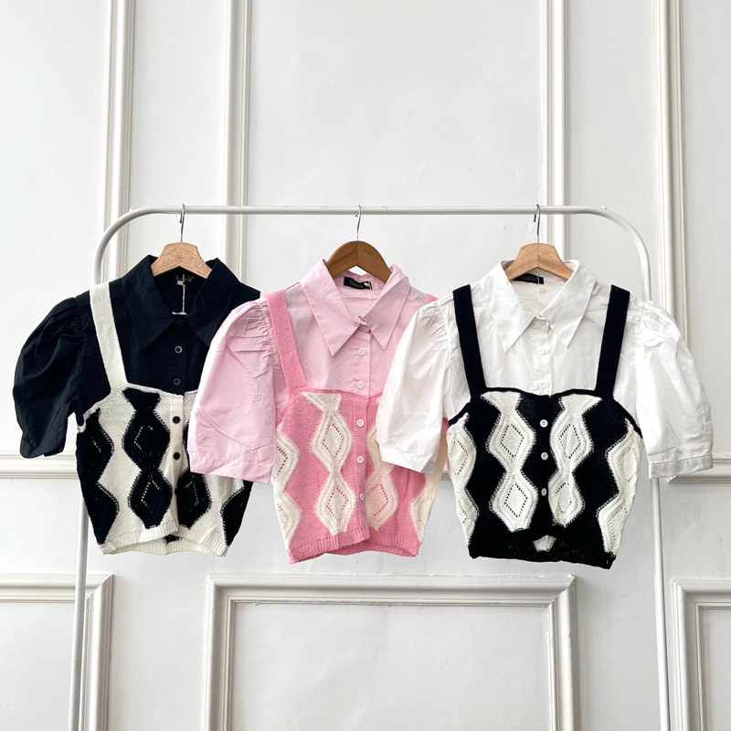 [VIVORIE THE LABEL] Clara Top — Atasan Blouse Korea Rajut Crop