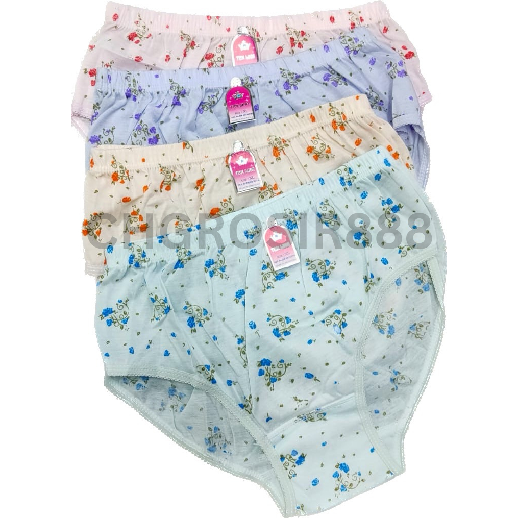 3 dan 6 pcs CD Celana Dalam Wanita motif bunga merk TenLing Bahan Katun dari ukuran remaja sampai de