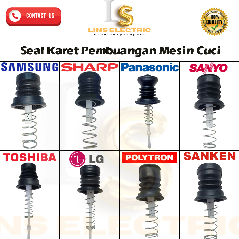 Satu Set Seal Pembuangan Mesin Cuci Polytron, Sanyo, Sanken, Panasonic, Samsung, Sharp,lg(Tiang + pe