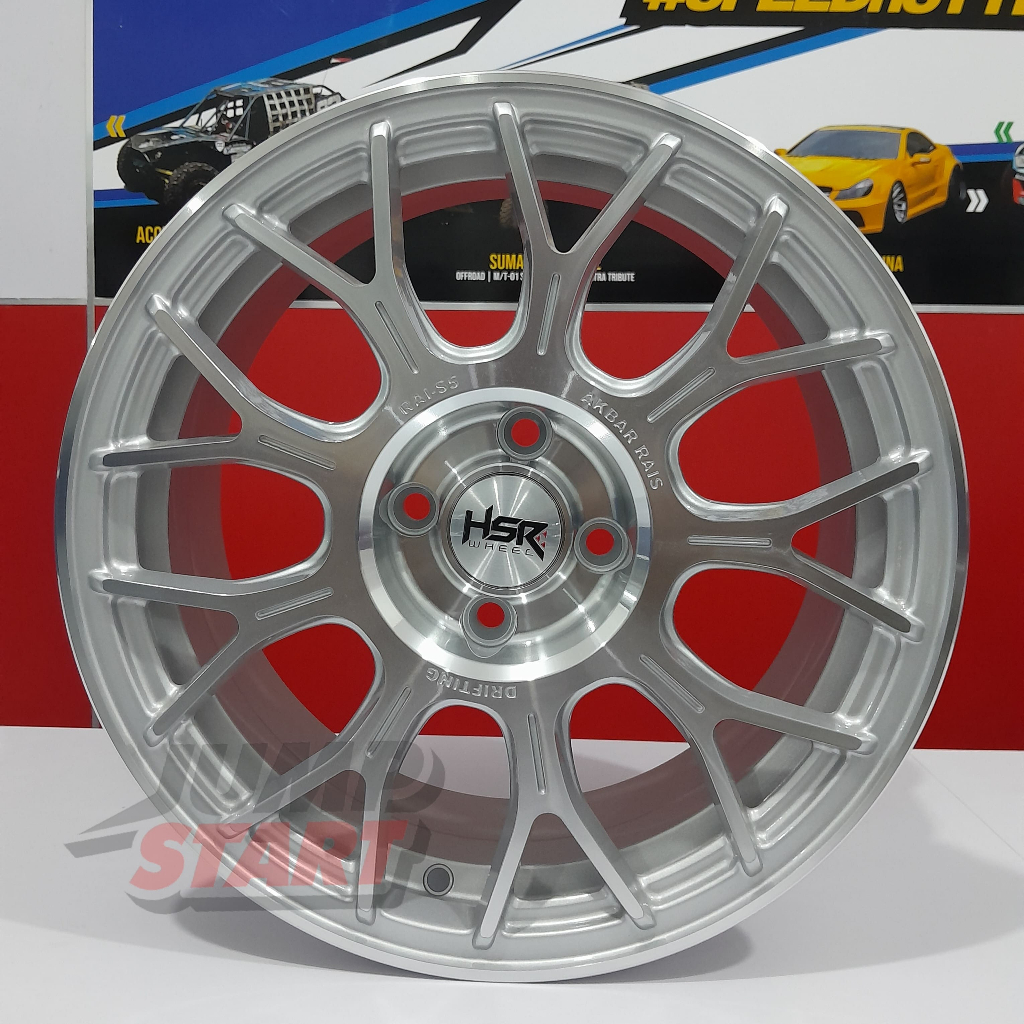 Velg mobil Jazz Mobilio Mazda2 Vios Swift ring16 Hsr wheel Rai-s5 lubang 4x100 silver polish r16