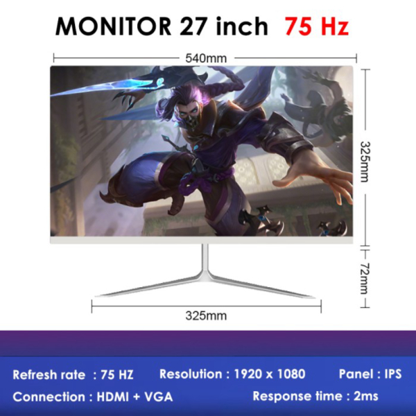 Jual Monitor Gaming IPS monitor FULL HD FHD 24 inch 27 inch 32 inch 75 hz - 24 inch Diskon