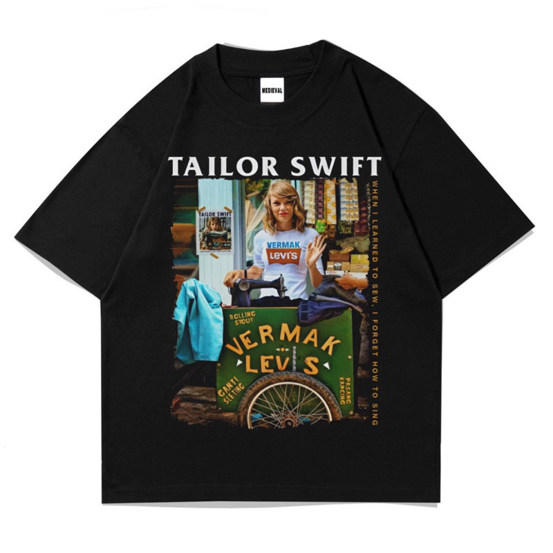 Kaos Baju TAYLOR SWIFT Vermak Levis Series | T-SHIRT Tailor Swift Oversize Hitam Vintage Parodi Ples