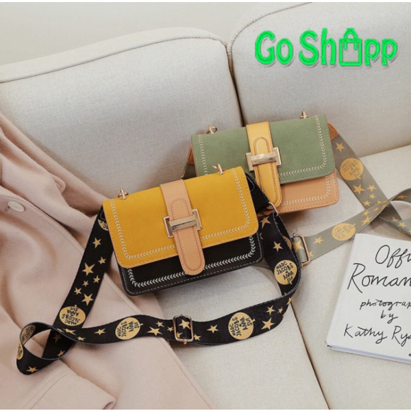Unik Tas Selempang Wanita Import Kulit PU Premium Kombinasi Warna [SL32] - Kuning Diskon