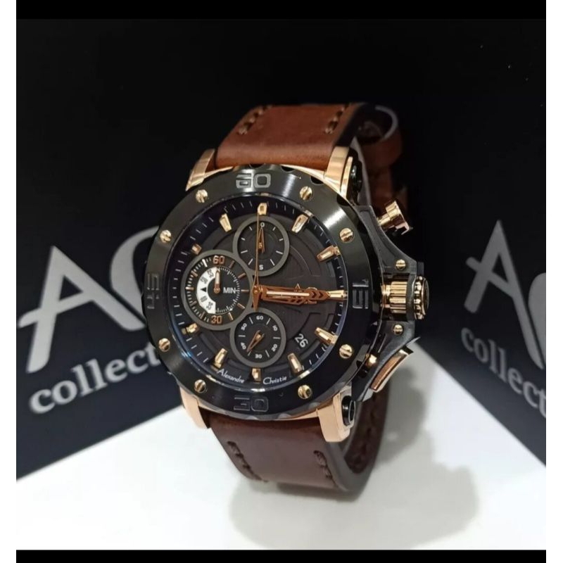 Jam Tangan Pria Alexandre Christie AC 6564 Original Crono Tggl Aktif Waterproof