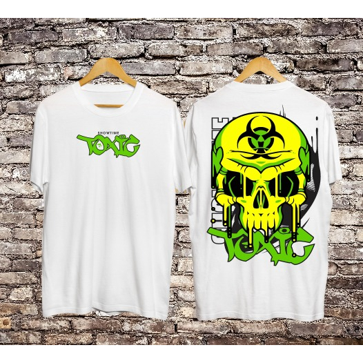 Kaos Distro Lengan Pendek Pria Wanita Toxic Putih