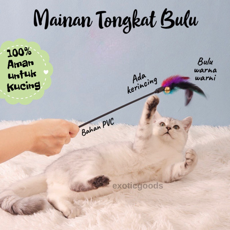 MAINAN TONGKAT KUCING MAINAN KUCING MAINAN BULU KUCING MAINAN BULU LONCENG KUCING TONGKAT BULU