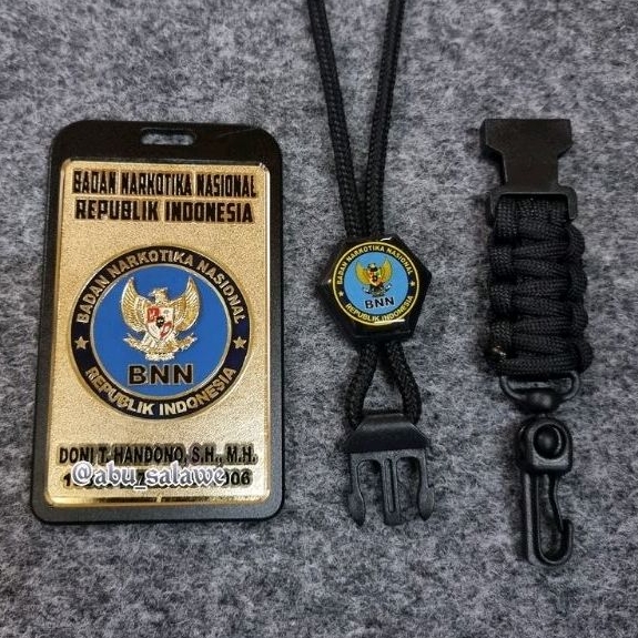 

plat id name tag BADAN NARKOTIKA NASIONAL full set cover plus lanyard exagonal