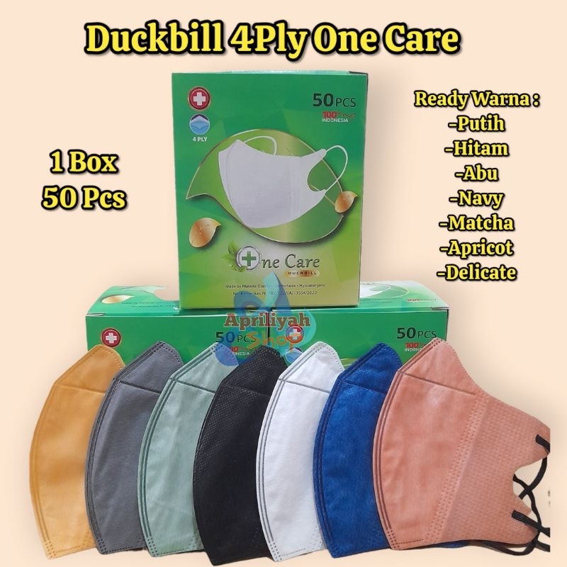 Masker Duckbill Duckbil Dukbil Dakbil 4Ply Emboss One Care / Ne Care Garis Hitam Putih Abu