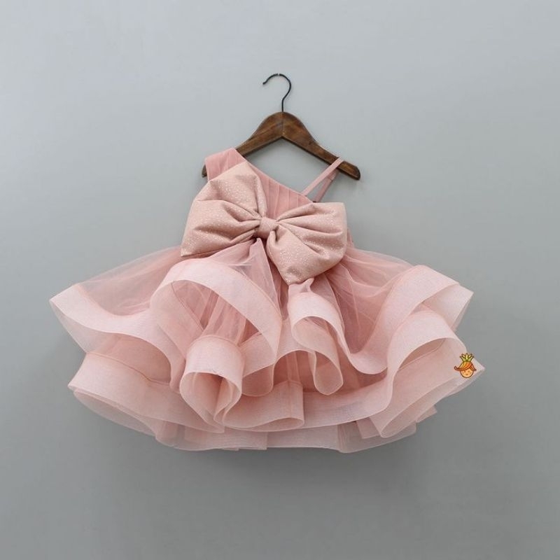 Janayubaby Gaun ulang tahun anak  pesta bayi rose gold tutu premium