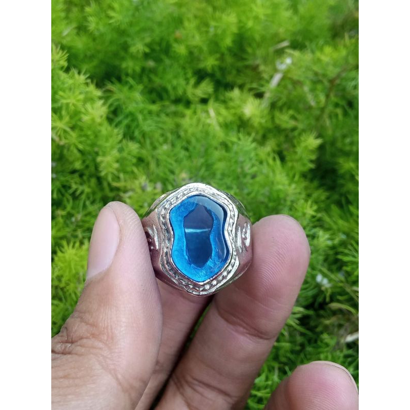 cincin akik king safir terompah / cincin akik Blue king safir terompah