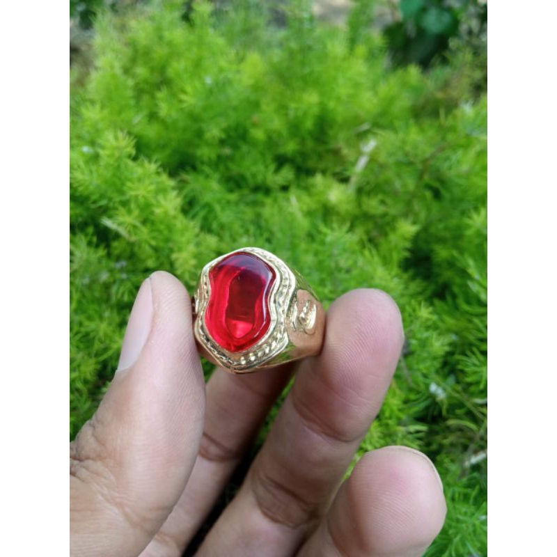 cincin akik siem terompah / cincin akik merah siem terompah