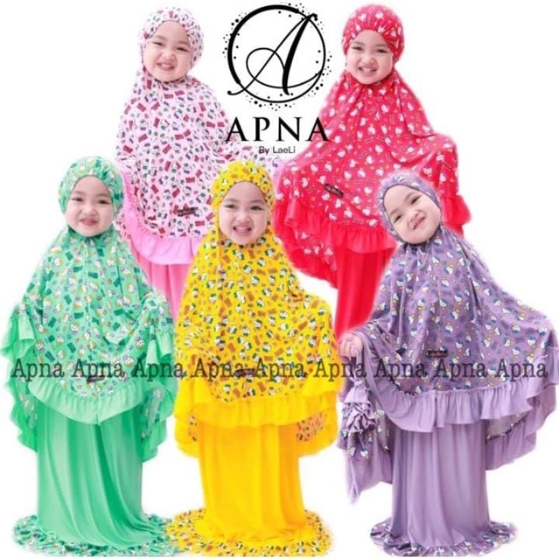 Mukena anak apna hello kitty bahan jersey balon adem murah umur 2 3 4 5 tahun murah/mukenah anak mot