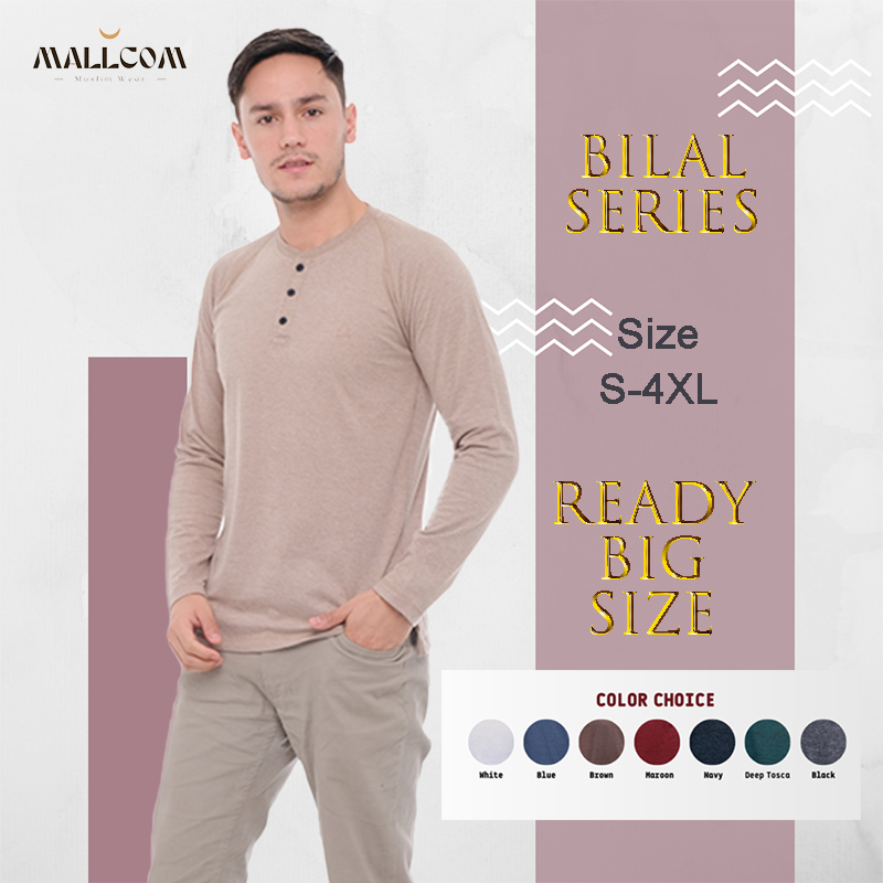 Kaos Lengan Panjang Pria Waffle Henley Katun Two Tone Premium T-Shirt Longsleeve Arra