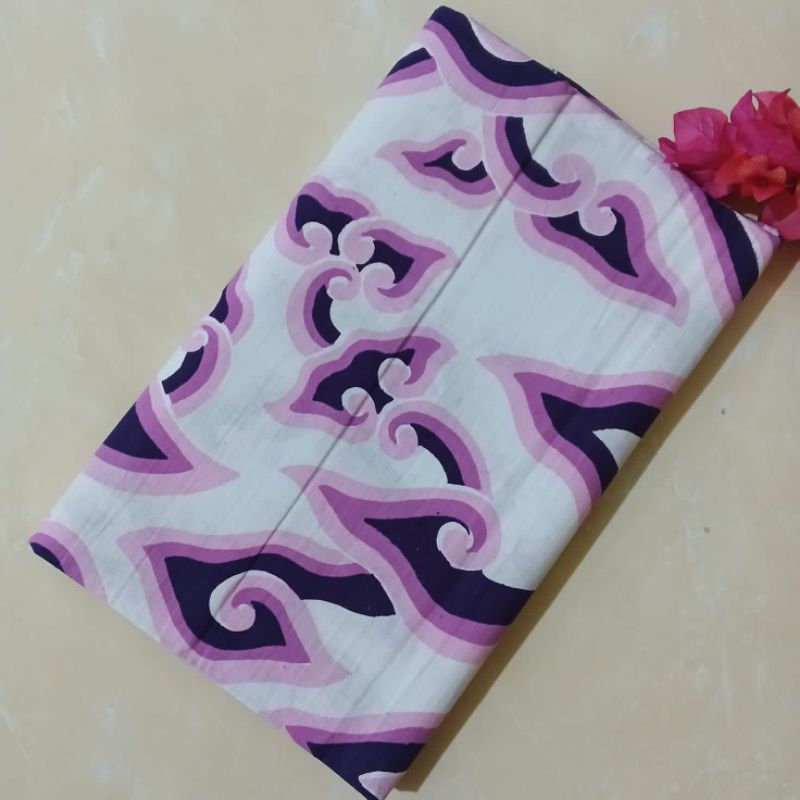 batik.cirebon | Katun PREMIUM | Kain Mega Mendung Putih Bayangan Ungu