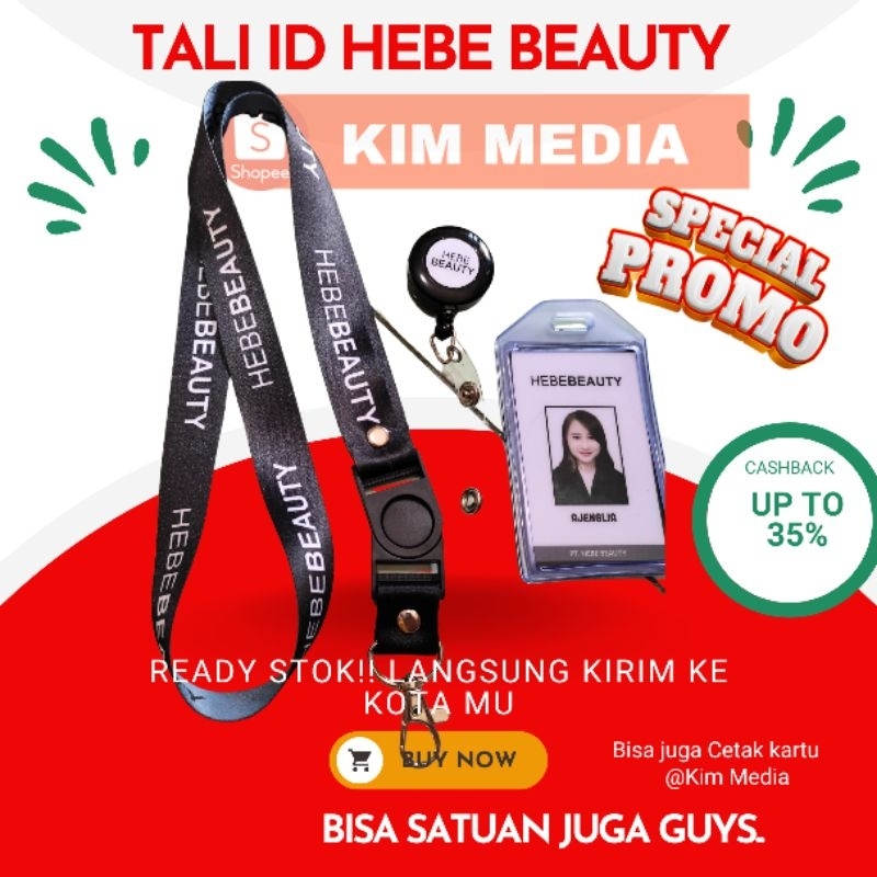 

Tali id card Hebebeauty / Lanyard hebebeauty printing / gantungan hebe beauty style satuan