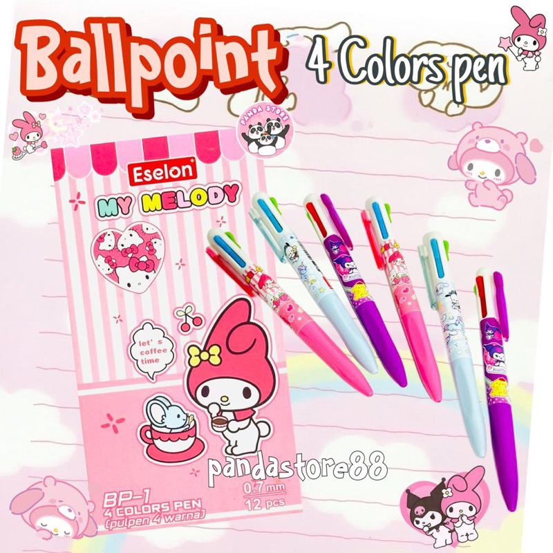 

Pulpen Pen Ballpoint Sanlio Lucu 4 warna karakter Melody Cinnamoroll Kuromi