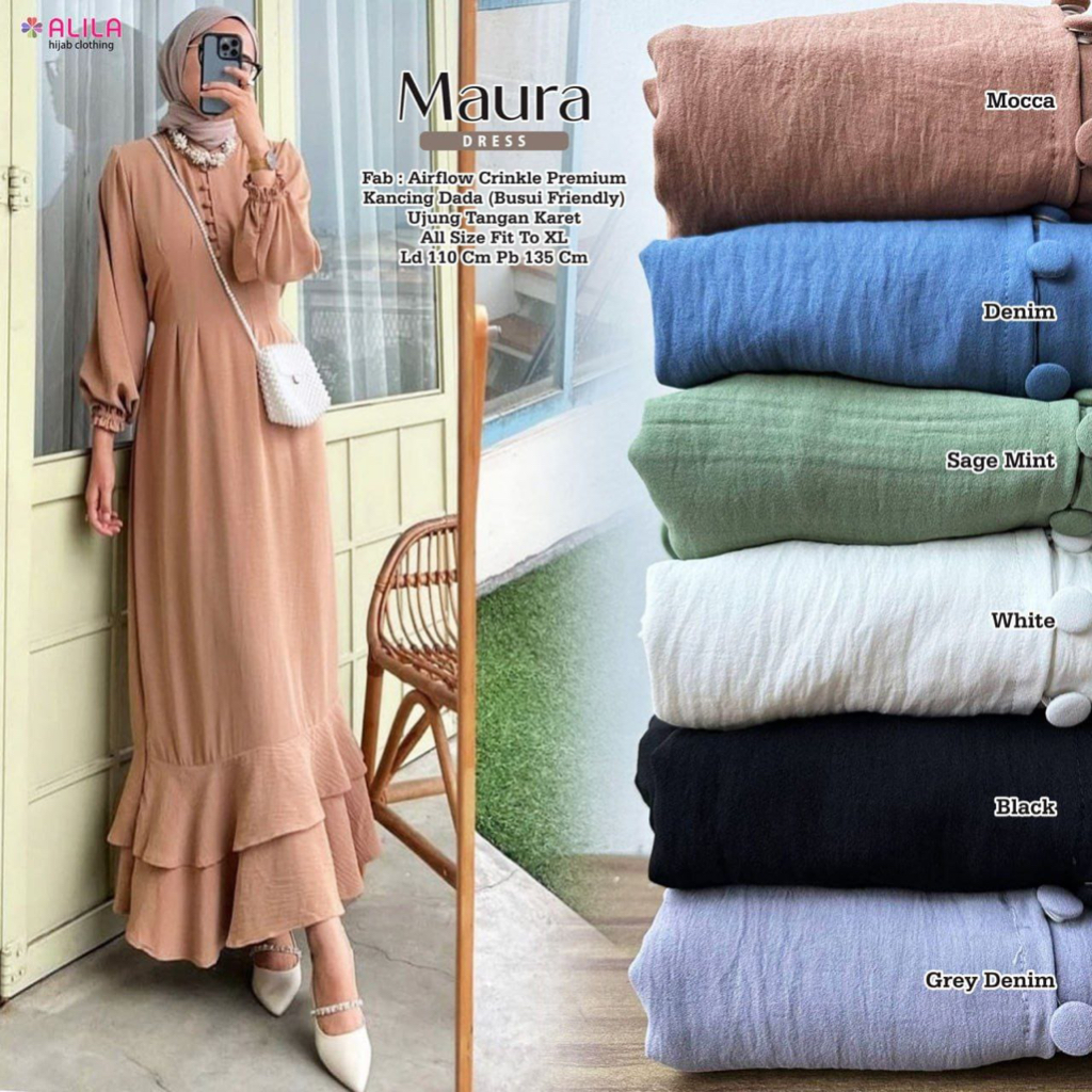 MAURA DRESS POLOS BAHAN CRINKLE ORIGINAL ALILA