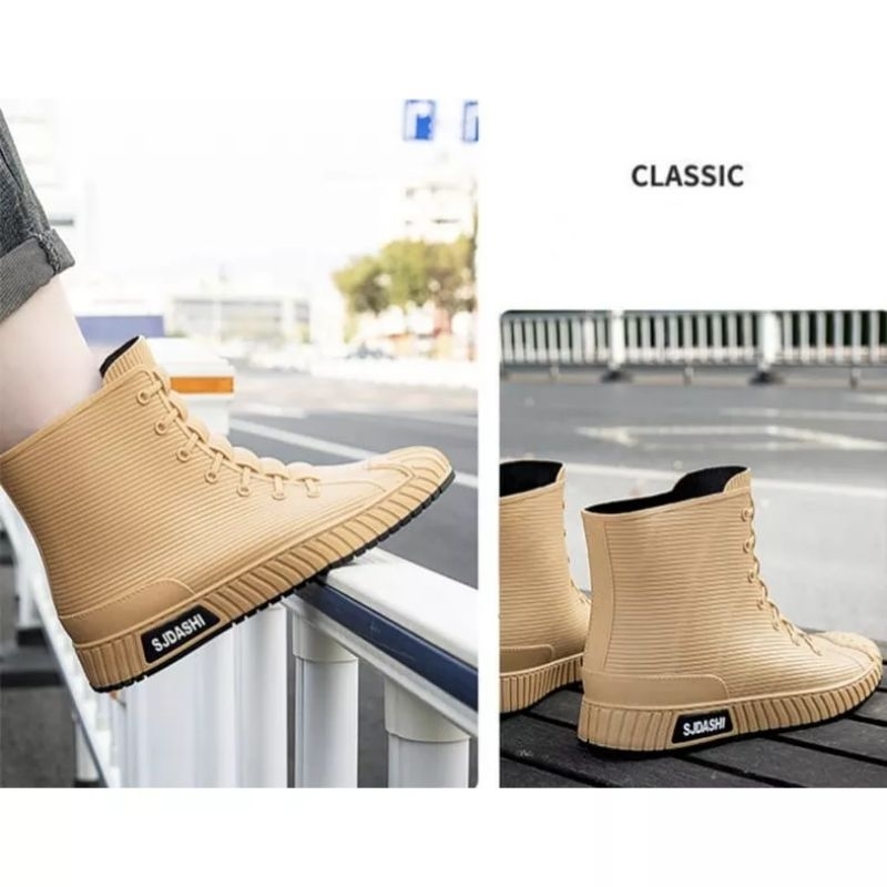 Promo  Sepatu Boot Karet Keren Pria Kd138 Sepatu Anti Slip Anti Air