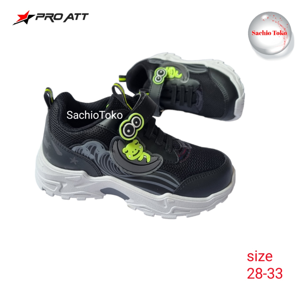 sepatu hitam anak unisex pro att size 28-33 sachiotoko