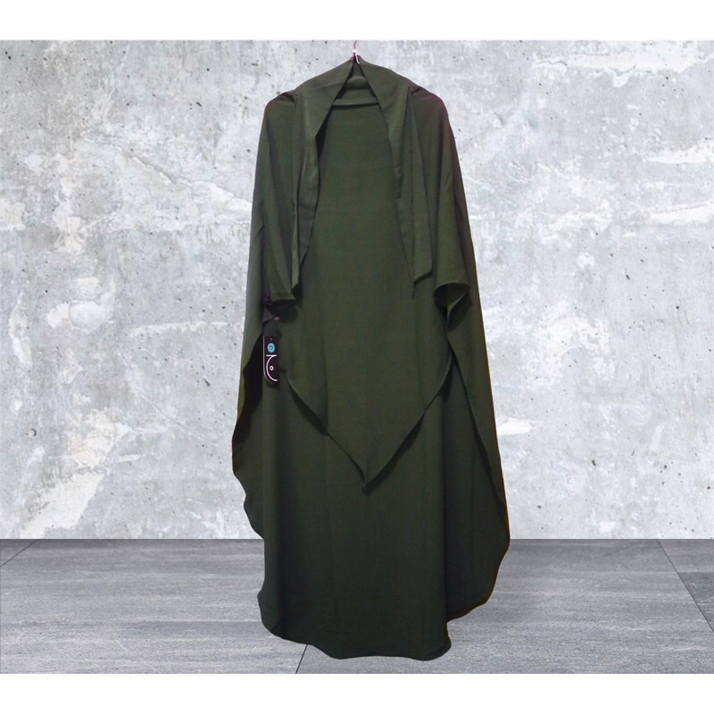 French Khimar Aljenna short basic army