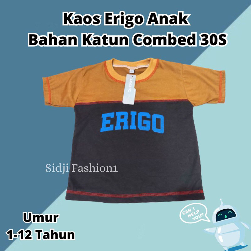 BAJU ANAK LAKI LAKI DAN PEREMPUAN UMUR 1-12 TAHUN ERIGO PREMIUM / KAOS ANAK LAKI LAKI PEREMPUAN DIST