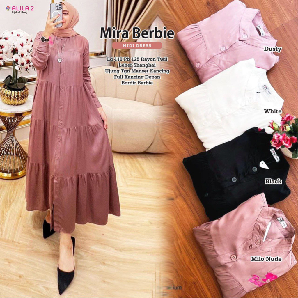 MIRA BERBIE MIDI DRESS POLOS  BAHAN RAYON ORIGINAL ALILA