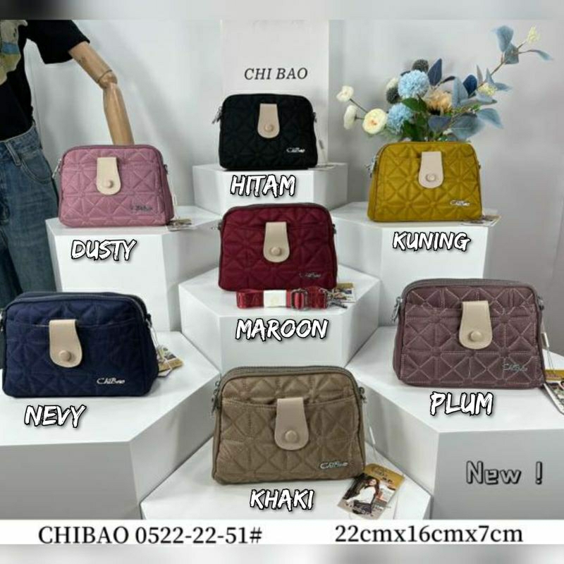 Tas Selempang Wanita ORI Chibao Kanvas Bordir 5Ruang CB052
