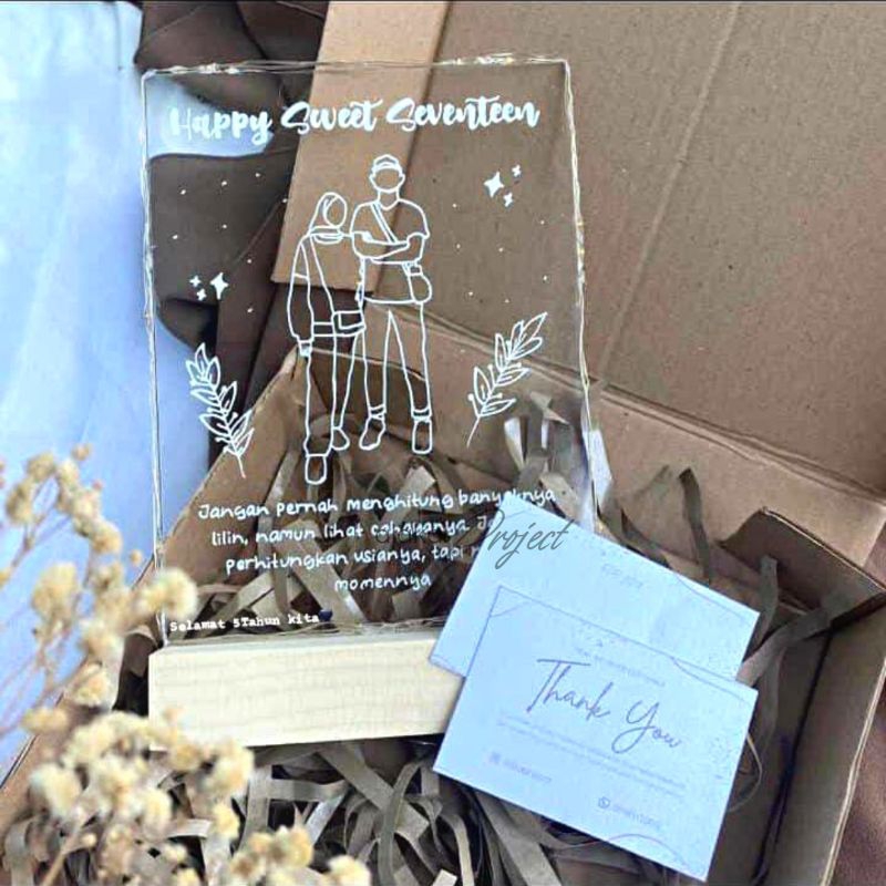 (free box hampers) Acrylic Handwriting Gift Sketsa Custom