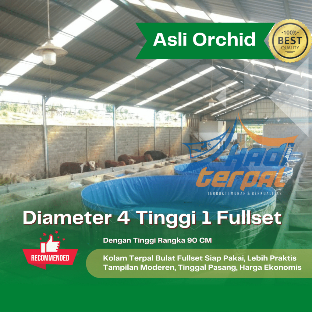 Kolam Terpal Bulat Fullset Diameter 4 tinggi 1 meter Merk Orchid kolam terpal ikan siap pakai
