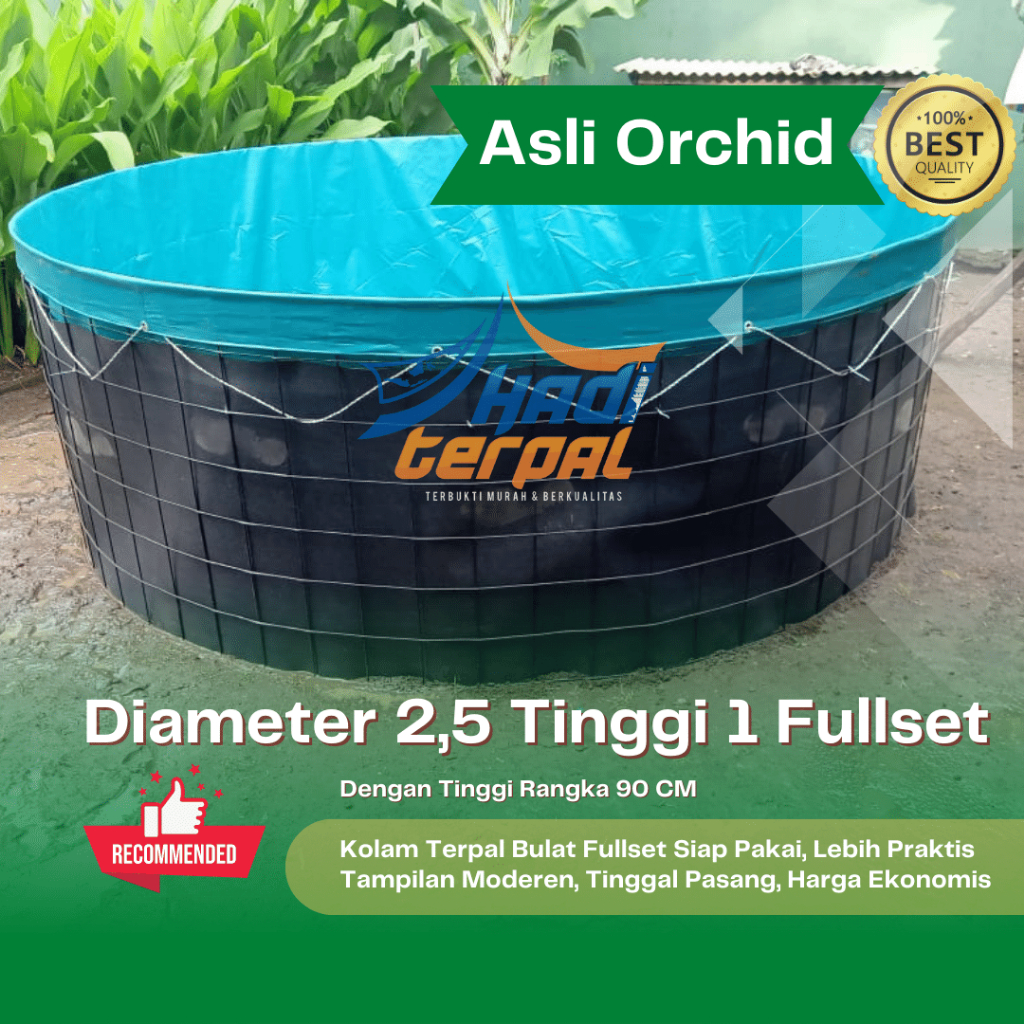 Kolam Terpal Bulat Fullset Diameter 2,5 tinggi 1 meter orchid  kolam terpal bundar siap pakai kolam 