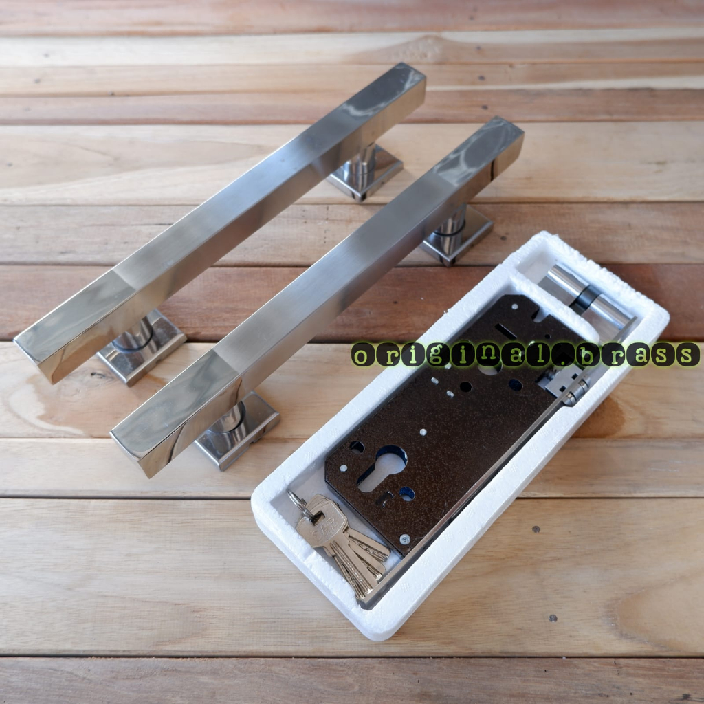 1set gagang pintu rumah stainless minimalis set kunci