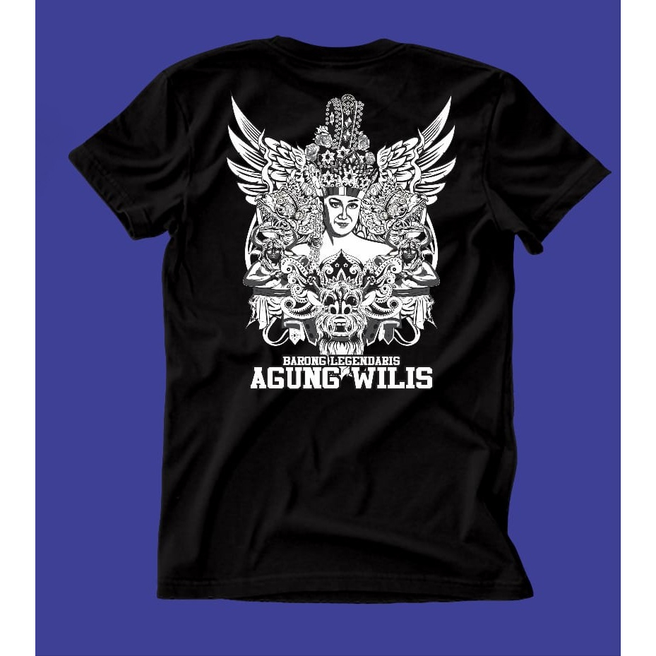 Kaos Barong Legendaris Agung Wilis Katun 30s Hitam Lengan Pendek Pria Wanita Supersoft