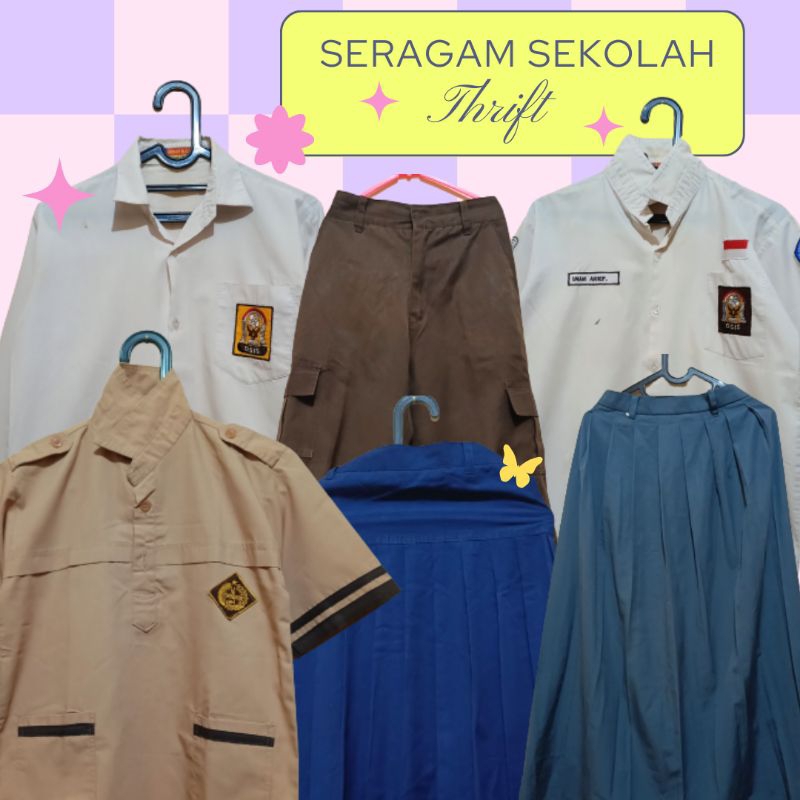 P2 Seragam Sekolah, Rok, Celana SD SMP SMA Preloved Thrift Murah