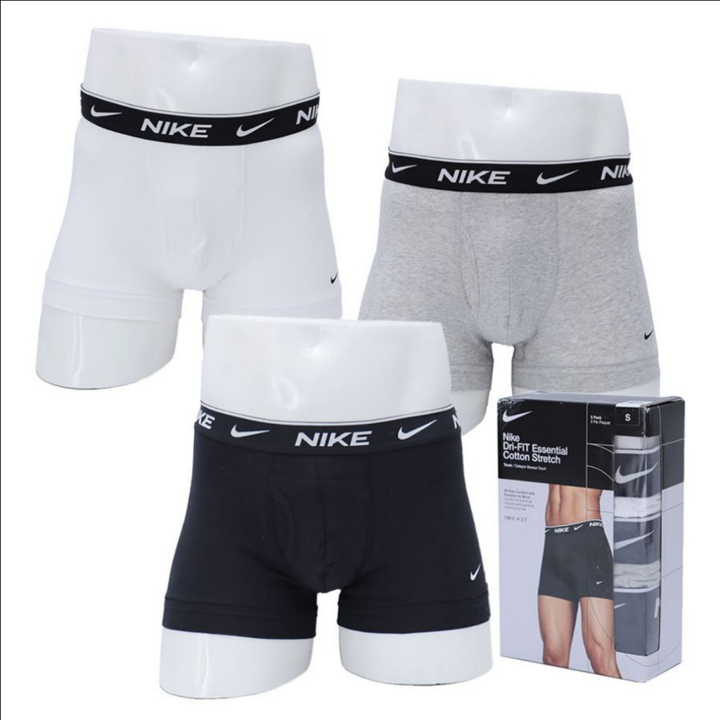 Nike Underwear Trunk 3 Pack Boxer KE1166 Essential Cotton Stretch Dri-Fit Celana Dalam Original