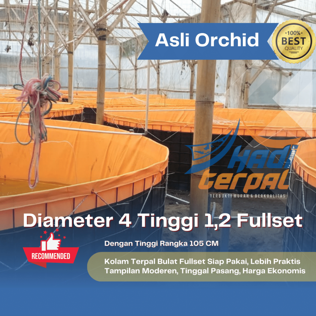 Kolam Terpal Bulat Fullset Diameter 4 tinggi 1,2 merk orchid kolam terpal d4 Siap Pakai