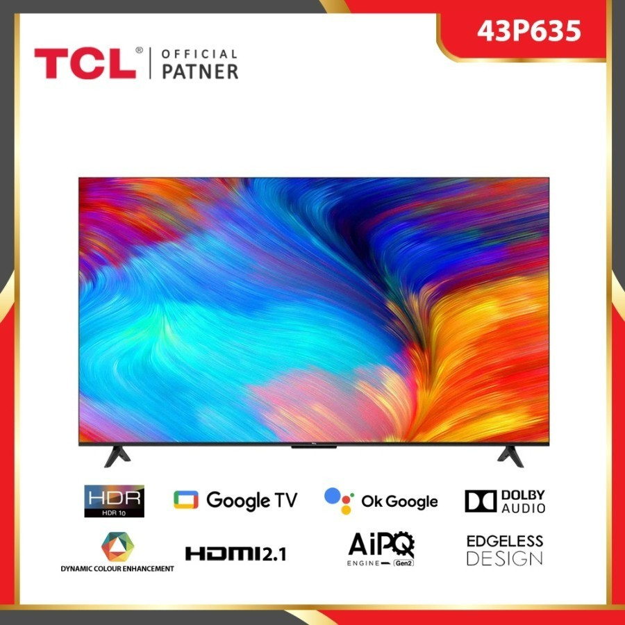 TCL 43P635 43" UHD 4k Smart Android TV Official Bezelless