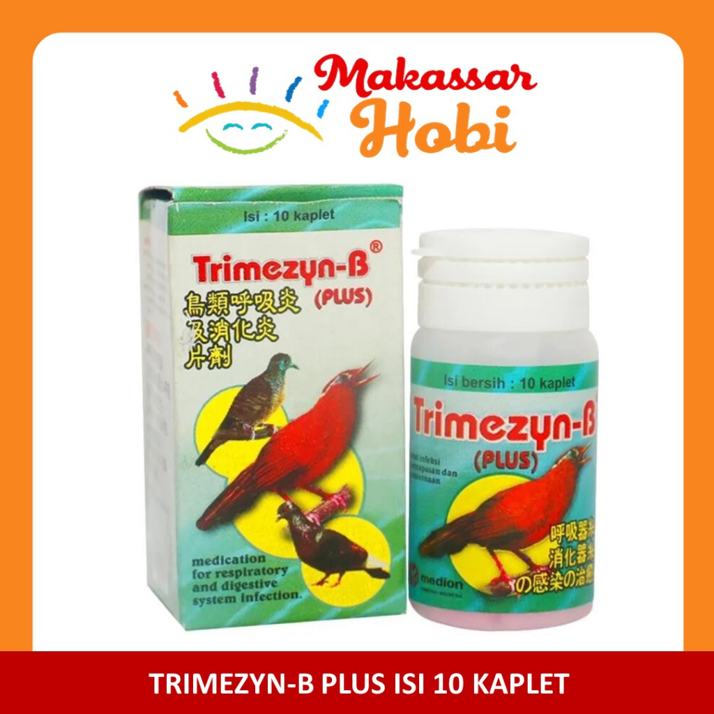 Trimezyn B Plus 10 Kaplet Obat Burung Infeksi Pernapasan & Pencernaan