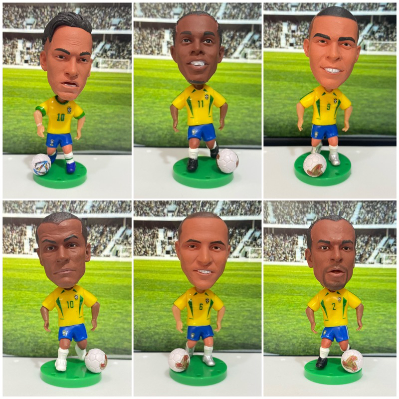 Figure Miniatur Pemain Bola Brasil Brazil Ronaldinho Roberto Carlos Neymar Ronaldo Cafu Rivaldo Socc