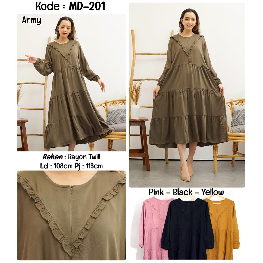 MIDI Rayon Allsize/ Baju Panjang Wanita Muslim/ Baju Lengan Panjang Karet #MD-201