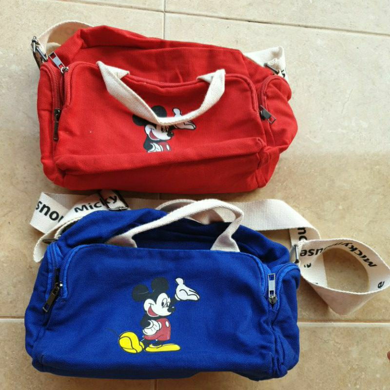 tas selempang kanvas mickey mouse