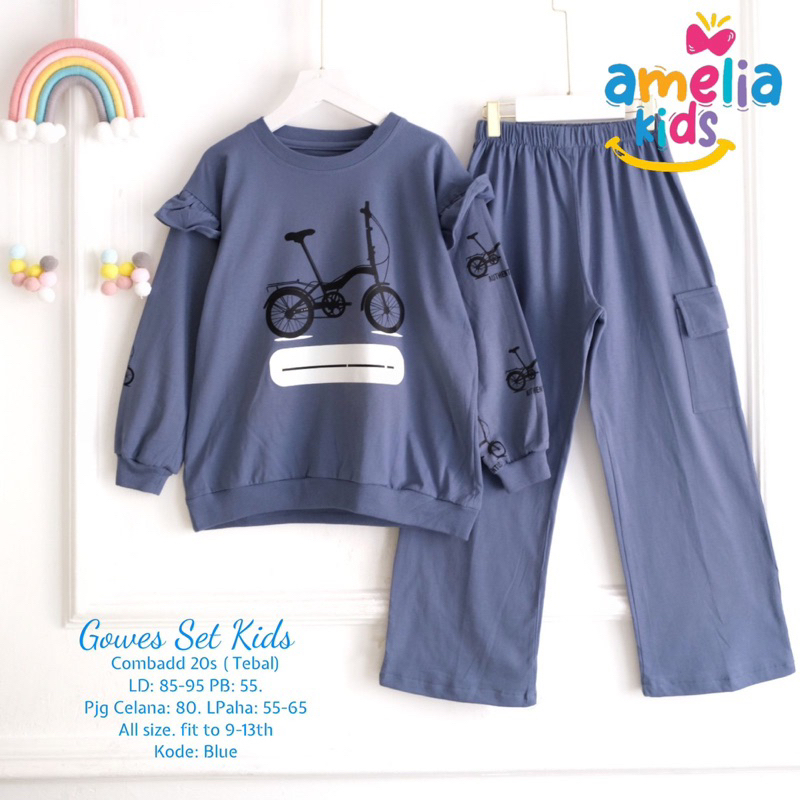 GOWES SET KIDS ORIGINAL BY AMELIA SETELAN BAJU ANAK PEREMPUAN KAOS DAN CELANA KARGO ONESET ANAK BAHA