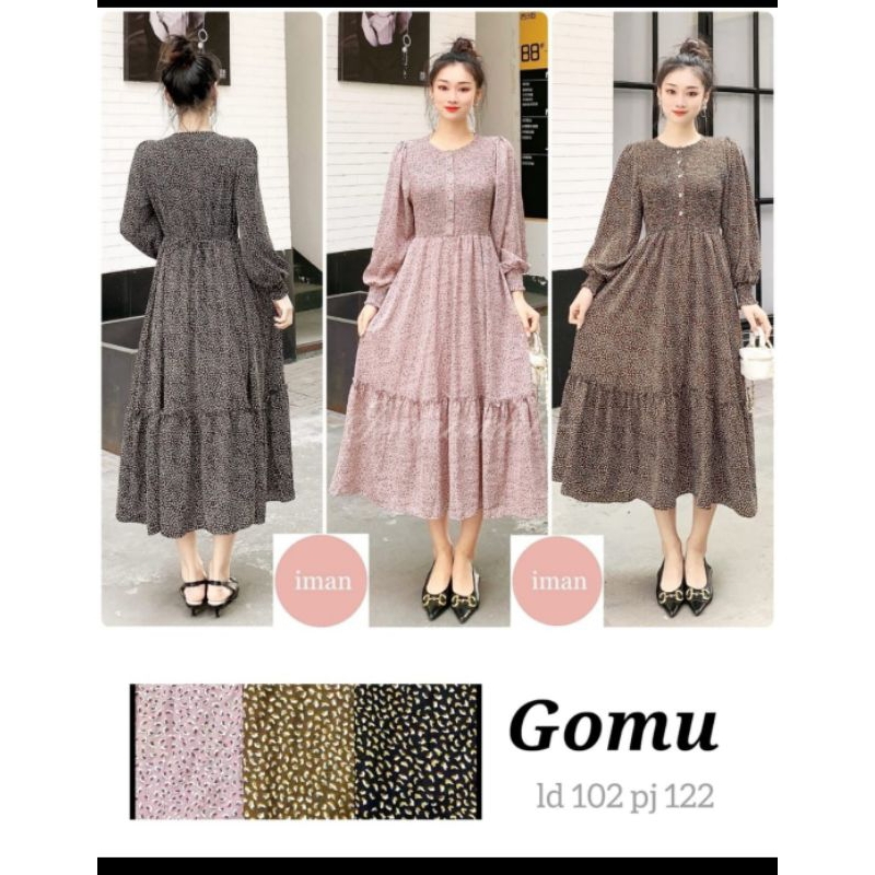 Midi dress pkisket miko midi dress import bahan katun silk premium