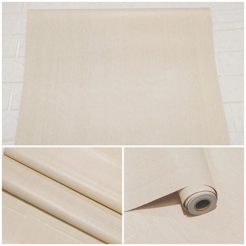 Wallpaper Sticker Dinding Motif Kayu Kream Serat Halus Cocok Untuk Plapon PLAPON / MEJA / LEMARI Sud
