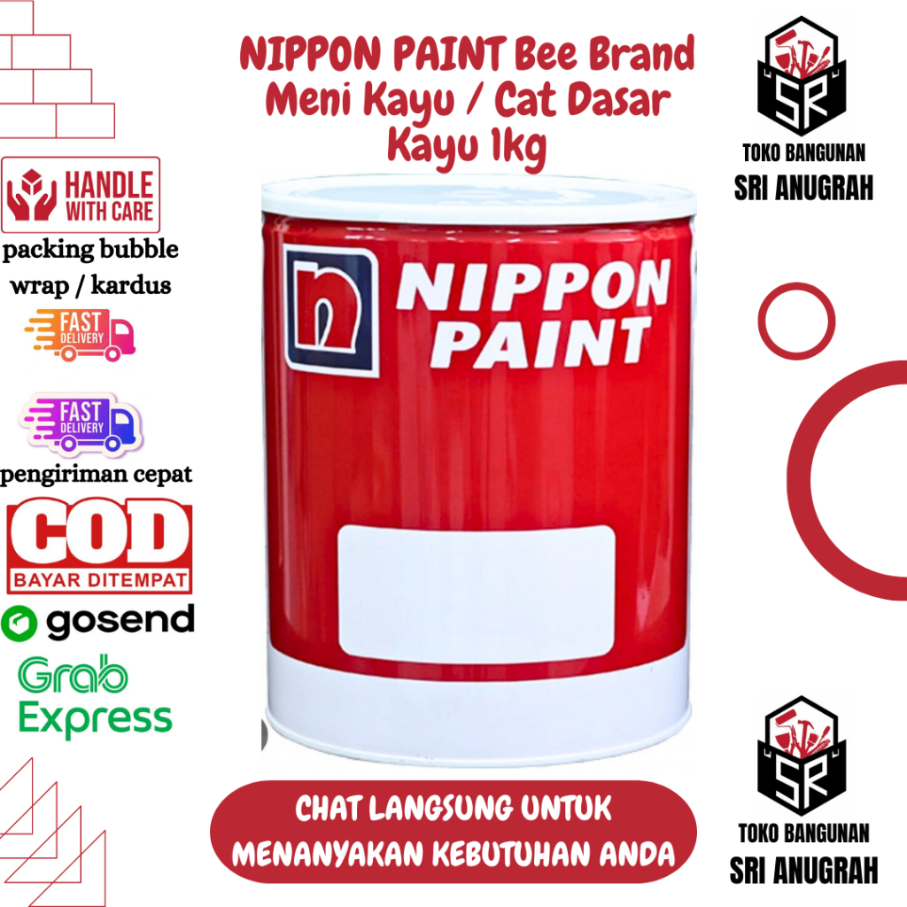 NIPPON PAINT Bee Brand Meni Kayu / Cat Dasar Kayu 1kg