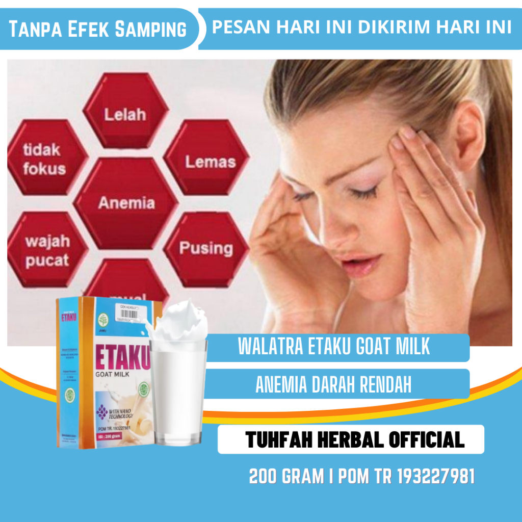 

Susu Penambah Darah, Obat Anemia, Obat Kurang Darah, Obat Penambah HB, Obat Darah Rendah Hipotensi, Obat Sakit Kepala Karena Kurang Darah, Menaikkan HB dan Darah Rendah Dengan Walatra Etaku Goat Milk