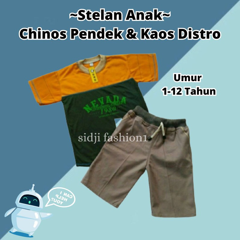 SETELAN ANAK LAKI LAKI CHINOS + BAJU ANAK LAKI LAKI DAN PEREMPUAN NEVADA