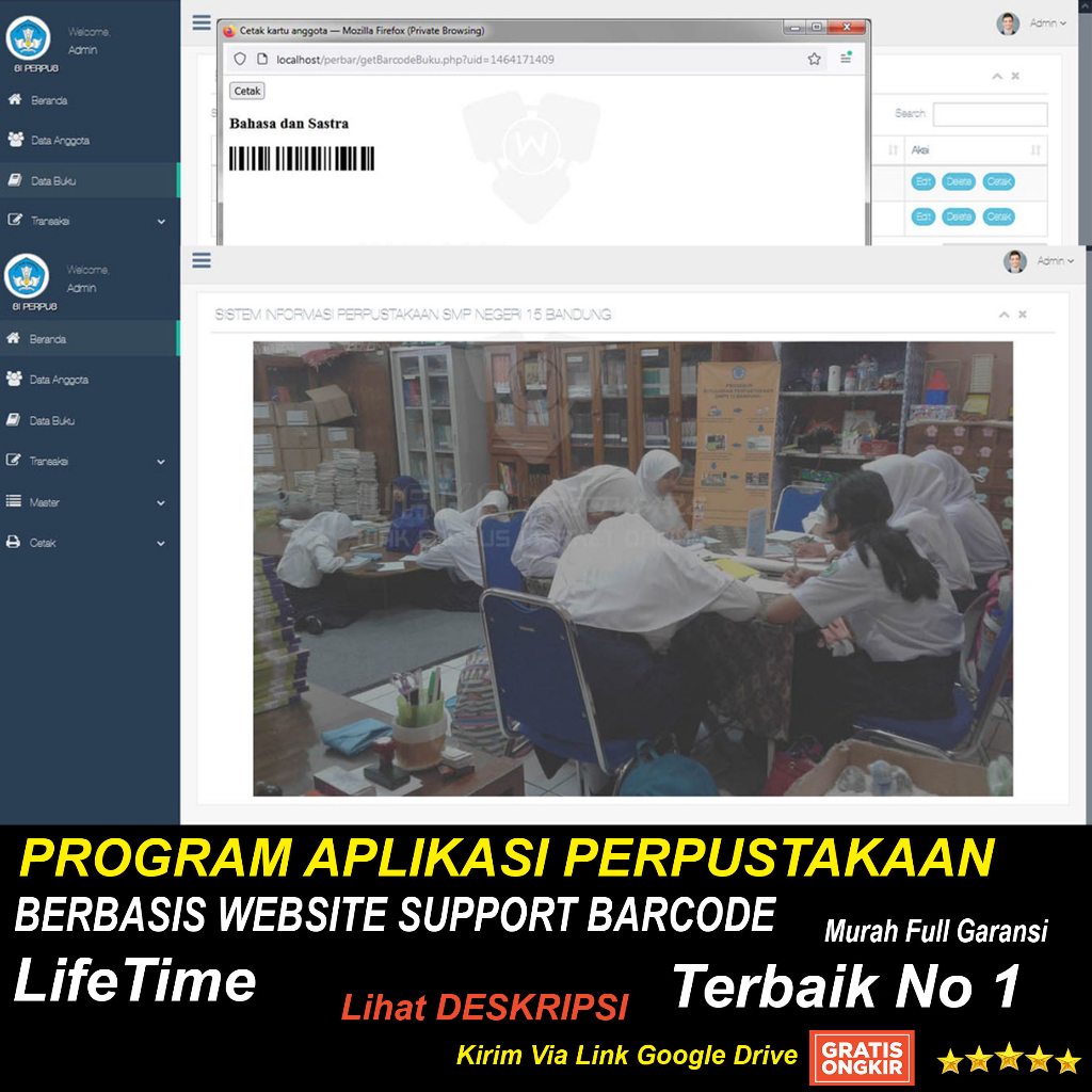 PROGRAM APLIKASI PERPUSTAKAAN BERBASIS WEBSITE SUPPORT BARCODE